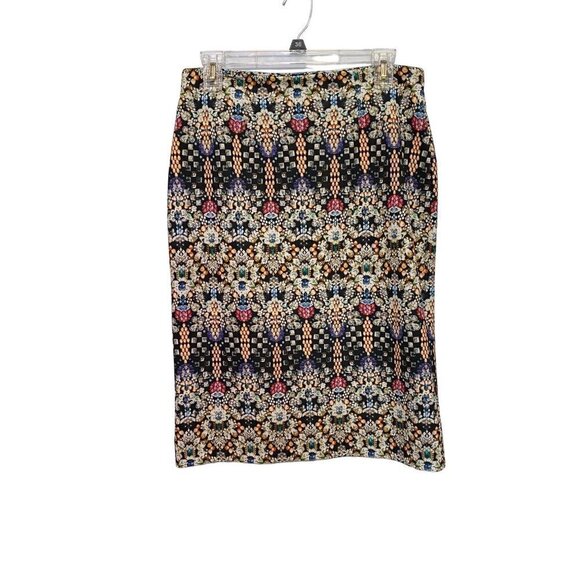 NICOLE MILLER Skirt Pencil Straight Knee Length JEWEL Print SKIRT Size Medium